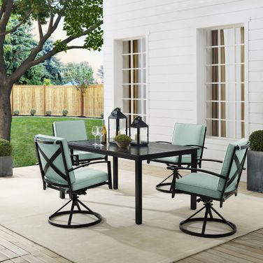 Kaplan 5 Piece Outdoor Dining Set In Mist and Oil Rubbed Bronze
