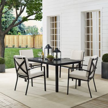 Kaplan 5 Piece Outdoor Dining Set In Oatmeal and Oil Rubbed Bronze
