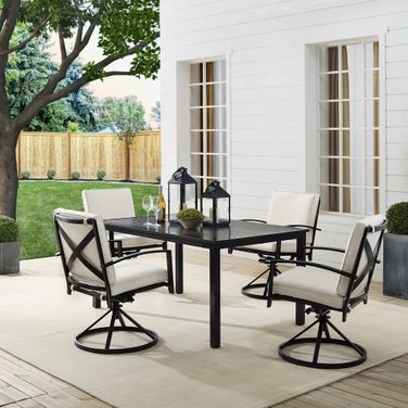 Kaplan 5 Piece Outdoor Dining Set In Oatmeal and Oil Rubbed Bronze