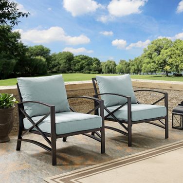 Kaplan Outdoor Chair Set of 2 In Mist and Oil Rubbed Bronze