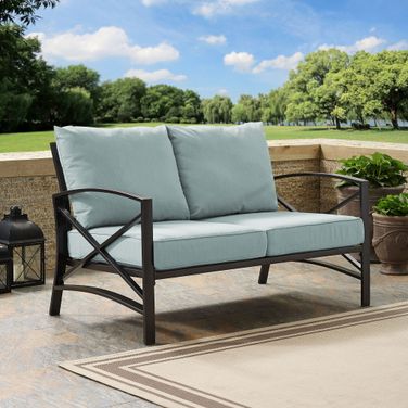 Kaplan Outdoor Loveseat In Mist and Oil Rubbed Bronze
