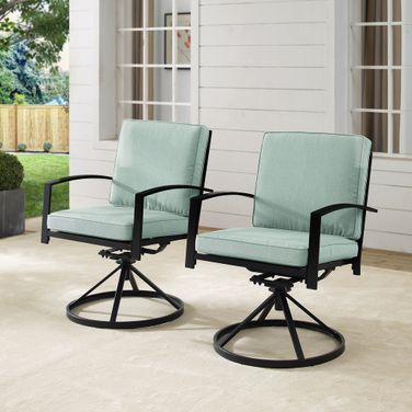 Kaplan Swivel Outdoor Dining Chair Set of 2 In Mist and Oil Rubbed Bronze