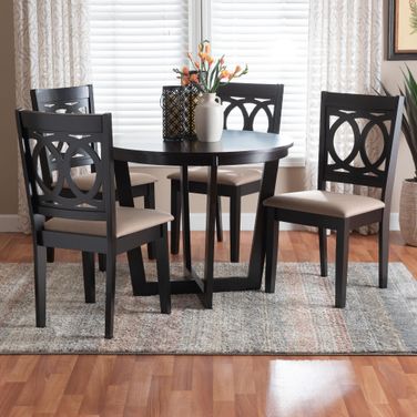 Kara Wood 5 Piece Dining Set In Sand and Dark Brown