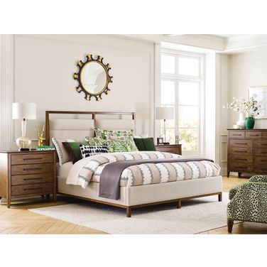 Karis Upholstered Bedroom Set In Warm Brunette
