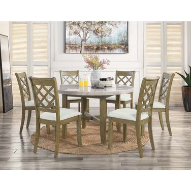 Karsen Dining Room Set In Rustic Oak