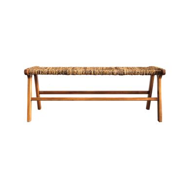 Karson 48 Inch Banana Weave Bench In Caramel and Natural