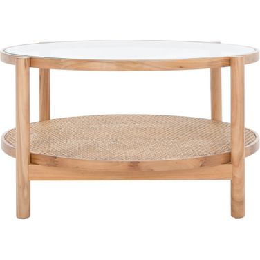 Karyna Rattan and Glass Table In Clear and Natural