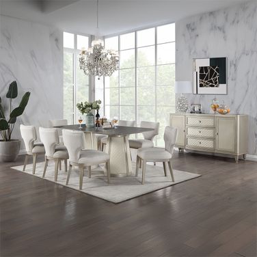 Kasa Dining Room Set In Sintered Stone Top and Champagne