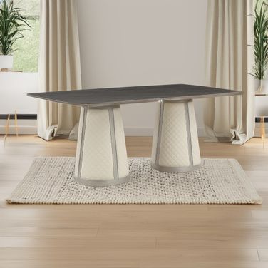 Kasa Dining Table In Sintered Stone Top and Champagne