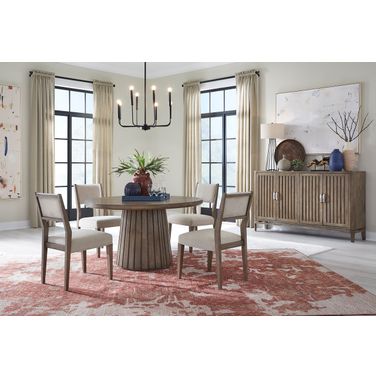 Kavanaugh Extendable Round Dining Set In Weathered Kona Brown