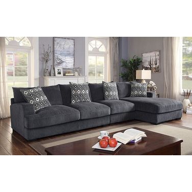 Kaylee Large L-Shaped Sectional With Right Chaise In Gray