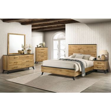 Kaywood Panel Bedroom Set In Weathered Brown and Natural Pine