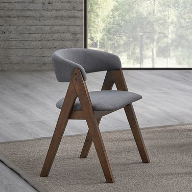 Keiki Side Chair Set of 2 In Gray and Walnut