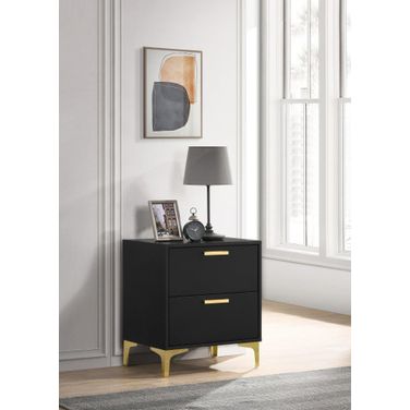Kendall 2-drawer Nightstand Black and Gold