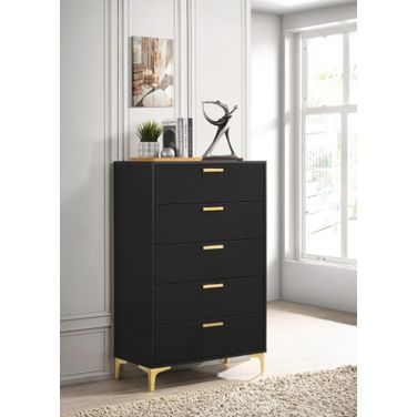 Kendall 5-drawer Chest Black and Gold