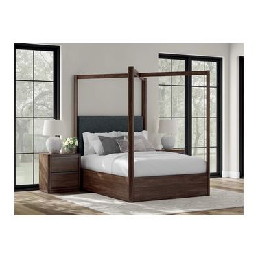 Yingden Canopy Bedroom Set In Dark Brown