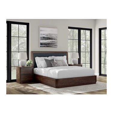 Yingden King Upholstered Panel Bed In Dark Brown