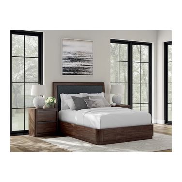 Yingden Upholstered Panel Bedroom Set In Dark Brown
