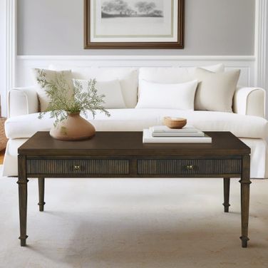 Kenna Fluted 2 Drawer Coffee Table In Brown