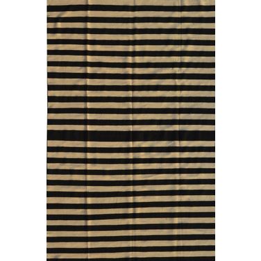 Kilim Collection Hand-Woven Lamb's Wool Area Rug- 6' 4" x 9' 5" In Black and Beige