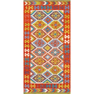Kilim Collection Reversible Wool Area Rug- 3'5" x 6'10" In Multi