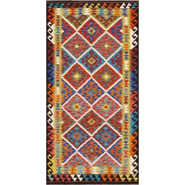 Kilim Collection Reversible Wool Area Rug- 3'5" x 6'11" In Multi