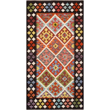 Kilim Collection Reversible Wool Area Rug- 3'5" x 6'6" In Multi