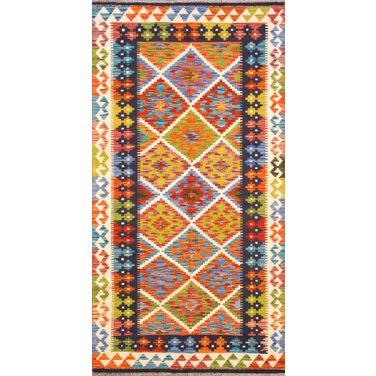 Kilim Collection Reversible Wool Area Rug- 3'5" x 6'8" In Multi