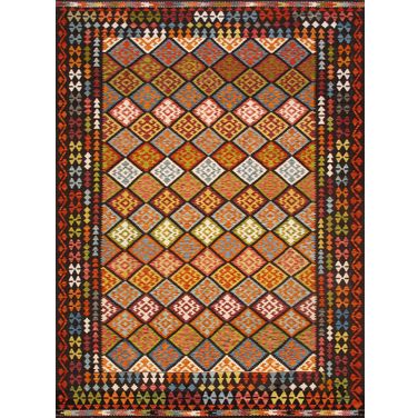 Kilim Collection Reversible Wool Area Rug- 8'4" x 11'2" In Multi