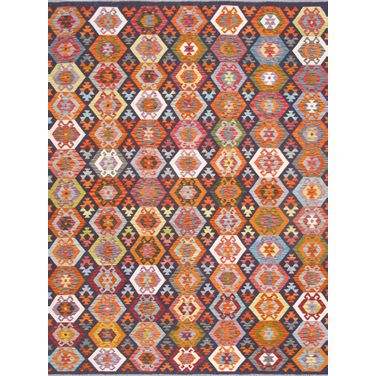 Kilim Collection Reversible Wool Area Rug- 8'6" x 11'3" In Multi