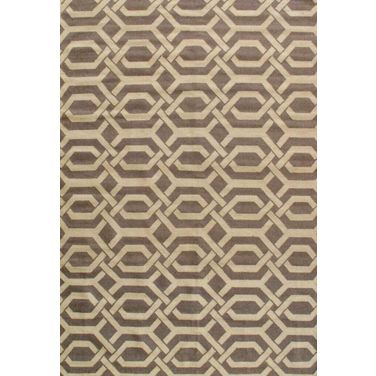Kilim Flat Weave Lamb's Wool Area Rug- 5' 9" x 8' 9" In Ivory and Light Gold