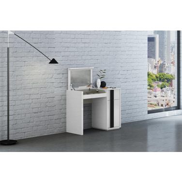 Kimberly Vanity Dresser In High Gloss White With Mirror