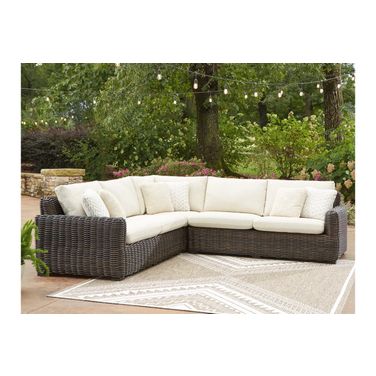 Kimora 3-Piece Outdoor Sectional In Beige and Dark Brown