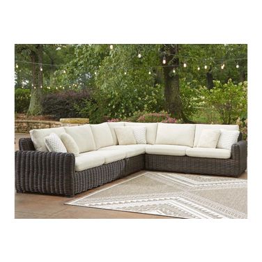 Kimora 4-Piece Outdoor Sectional In Beige and Dark Brown