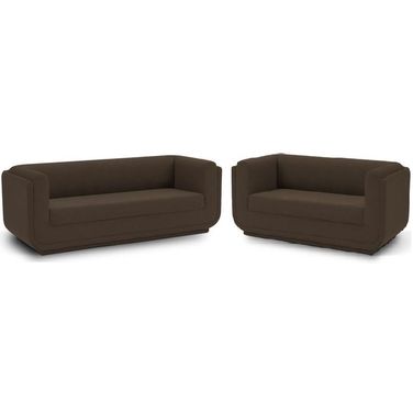 Kimora Linen Textured Fabric Living Room Set In Brown