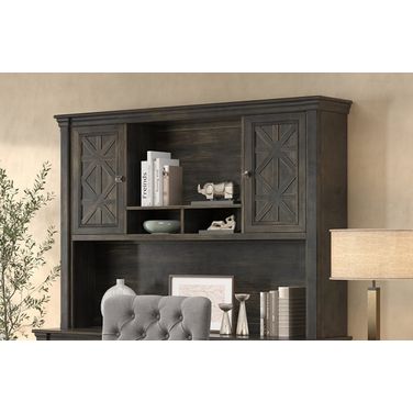 Kingston Traditional Wood Hutch with Doors In Dark Brown