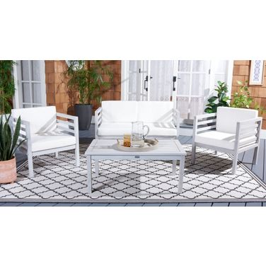 Kinnell 4 Piece Outdoor Living Set In Beige and Gray