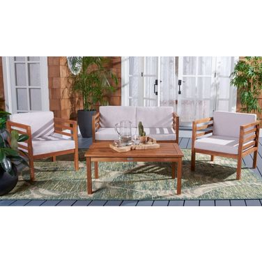 Kinnell 4 Piece Outdoor Living Set In Light Grey
