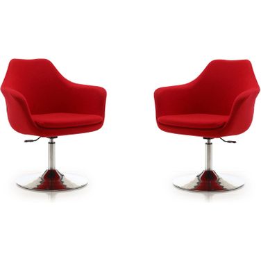 Kinsey Adjustable Height Swivel Accent Chair in Red and Polished Chrome (Set of 2)