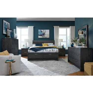Kinsley Panel Storage Bedroom Set In Black Heron