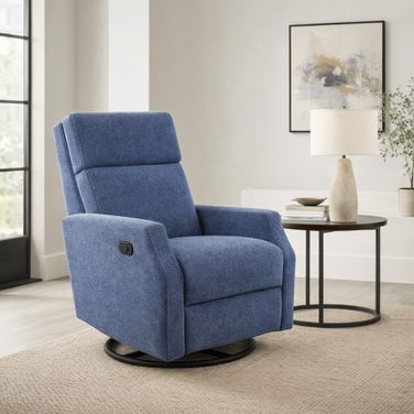 Kinsley Swivel Glider Recliner In Indigo
