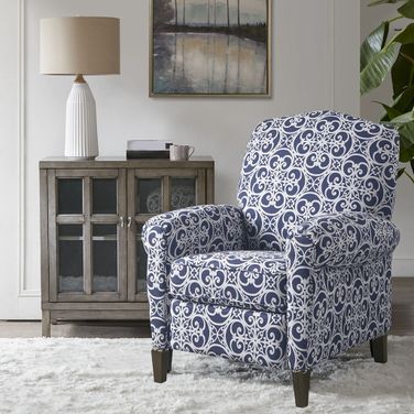 Kirby Push Back Recliner In Navy Multi