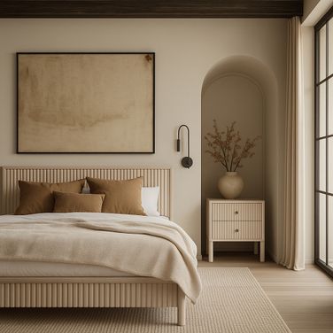 Kivo Solid Wood Bedroom Set In Natural and Stained Natural