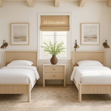 Kivo Solid Wood Youth Bedroom Set In Natural and Stained Natural
