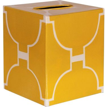 Kleenex Yellow And Cream Pattern Box