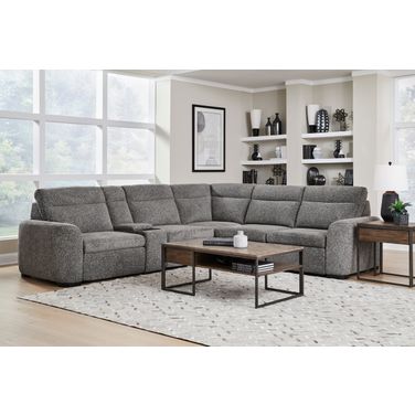 Kline 6 Piece Power Reclining Sectional with Extension Footrests In Nightfall