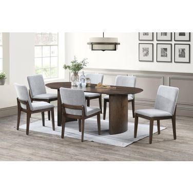 Kody 79 Inch Oval Fixed-Top Dining Set In Brown