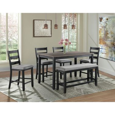 Kona Gray And Black 6 Piece Counter Height Dining Room Set