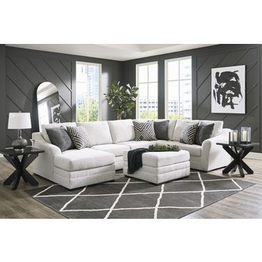 Koralynn 3-Piece Sectional and Oversized Accent Ottoman In Stone