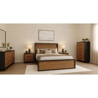 Kozmour Bookcase Bedroom Set In Black and Brown